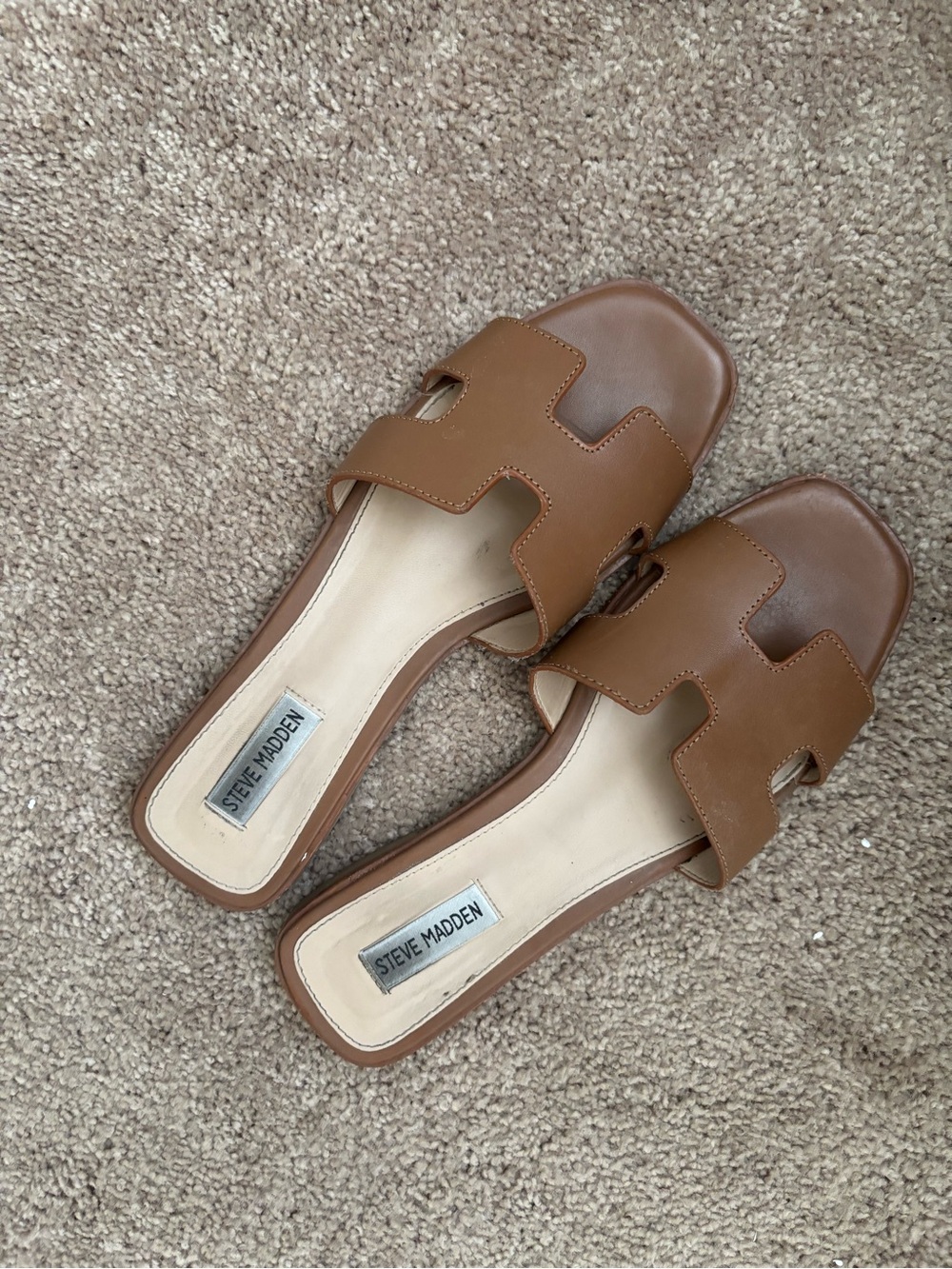 Steve Madden Tan Brown Slide Sandals